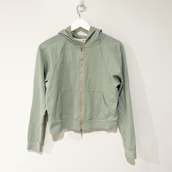 DONNI. Tops - Donni. 100% Organic Cotton Sage Light Green Double Pearl Zip Hoodie size medium